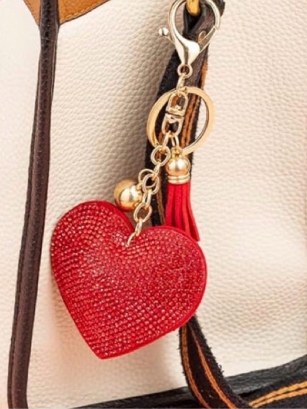 Sparkling Red Rhinestone Heart Bag Charm/Keychain by Natasha NEW